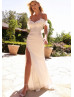 Ivory Satin Side Slit Elegant Wedding Dress Ivory Satin Side Slit Elegant Wedding Dress